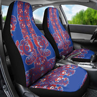 Blue Russian National Costume Car Seat Cover Rooster Motifs Traditional Folk Pattern - Wonder Print Shop