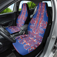 Blue Russian National Costume Car Seat Cover Rooster Motifs Traditional Folk Pattern - Wonder Print Shop