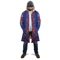 Blue Russian National Costume Cloak Rooster Motifs Traditional Folk Pattern - Wonder Print Shop