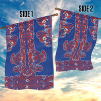 Blue Russian National Costume Garden Flag Rooster Motifs Traditional Folk Pattern - Wonder Print Shop