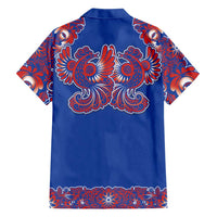 Blue Russian National Costume Hawaiian Shirt Rooster Motifs Traditional Folk Pattern - Wonder Print Shop