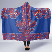 Blue Russian National Costume Hooded Blanket Rooster Motifs Traditional Folk Pattern - Wonder Print Shop