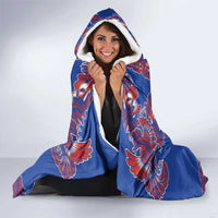Blue Russian National Costume Hooded Blanket Rooster Motifs Traditional Folk Pattern - Wonder Print Shop