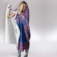 Blue Russian National Costume Hooded Blanket Rooster Motifs Traditional Folk Pattern - Wonder Print Shop