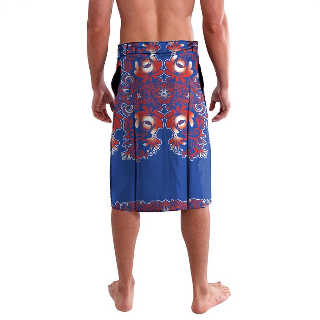 Blue Russian National Costume Lavalava Rooster Motifs Traditional Folk Pattern - Wonder Print Shop