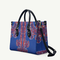 Blue Russian National Costume Leather Bag Rooster Motifs Traditional Folk Pattern - Wonder Print Shop
