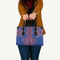 Blue Russian National Costume Leather Bag Rooster Motifs Traditional Folk Pattern - Wonder Print Shop