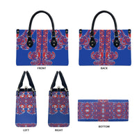 Blue Russian National Costume Leather Bag Rooster Motifs Traditional Folk Pattern - Wonder Print Shop