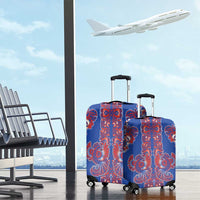 Blue Russian National Costume Luggage Cover Rooster Motifs Traditional Folk Pattern - Wonder Print Shop