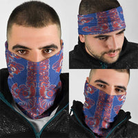 Blue Russian National Costume Neck Gaiter Rooster Motifs Traditional Folk Pattern - Wonder Print Shop
