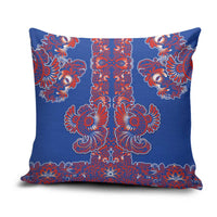 Blue Russian National Costume Pillow Cover Rooster Motifs Traditional Folk Pattern - Wonder Print Shop
