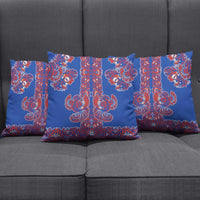 Blue Russian National Costume Pillow Cover Rooster Motifs Traditional Folk Pattern - Wonder Print Shop