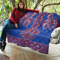 Blue Russian National Costume Quilt Rooster Motifs Traditional Folk Pattern - Wonder Print Shop