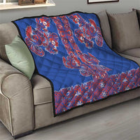 Blue Russian National Costume Quilt Rooster Motifs Traditional Folk Pattern - Wonder Print Shop