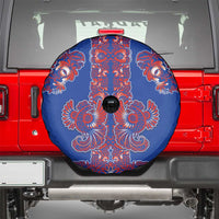 Blue Russian National Costume Spare Tire Cover Rooster Motifs Traditional Folk Pattern - Wonder Print Shop