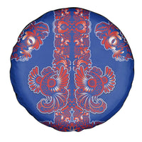 Blue Russian National Costume Spare Tire Cover Rooster Motifs Traditional Folk Pattern - Wonder Print Shop