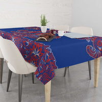 Blue Russian National Costume Tablecloth Rooster Motifs Traditional Folk Pattern - Wonder Print Shop
