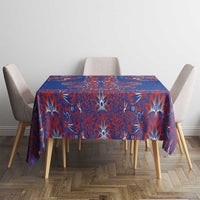 Blue Russian National Costume Tablecloth Rooster Motifs Traditional Folk Pattern - Wonder Print Shop
