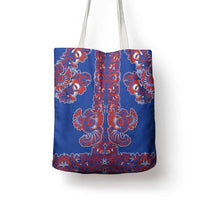 Blue Russian National Costume Tote Bag Rooster Motifs Traditional Folk Pattern - Wonder Print Shop