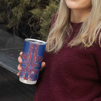 Blue Russian National Costume Tumbler Cup Rooster Motifs Traditional Folk Pattern - Wonder Print Shop