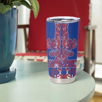 Blue Russian National Costume Tumbler Cup Rooster Motifs Traditional Folk Pattern - Wonder Print Shop