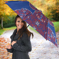 Blue Russian National Costume Umbrella Rooster Motifs Traditional Folk Pattern - Wonder Print Shop