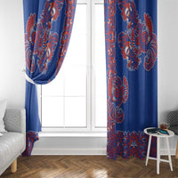 Blue Russian National Costume Window Curtain Rooster Motifs Traditional Folk Pattern - Wonder Print Shop