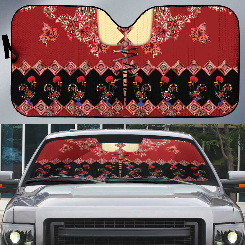 Portugal National Costume Auto Sun Shade Barcelos Rooster Patterns - Wonder Print Shop