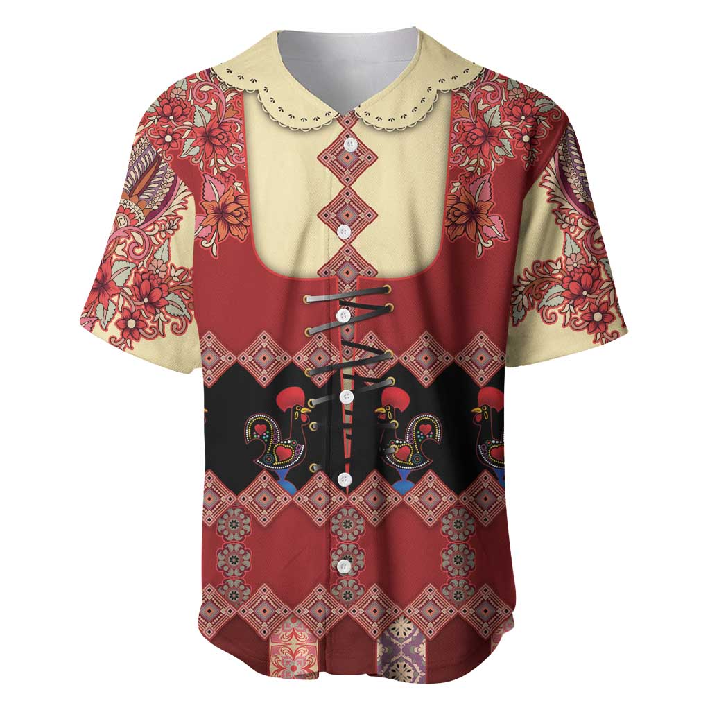 Portugal National Costume Baseball Jersey Barcelos Rooster Patterns - Wonder Print Shop