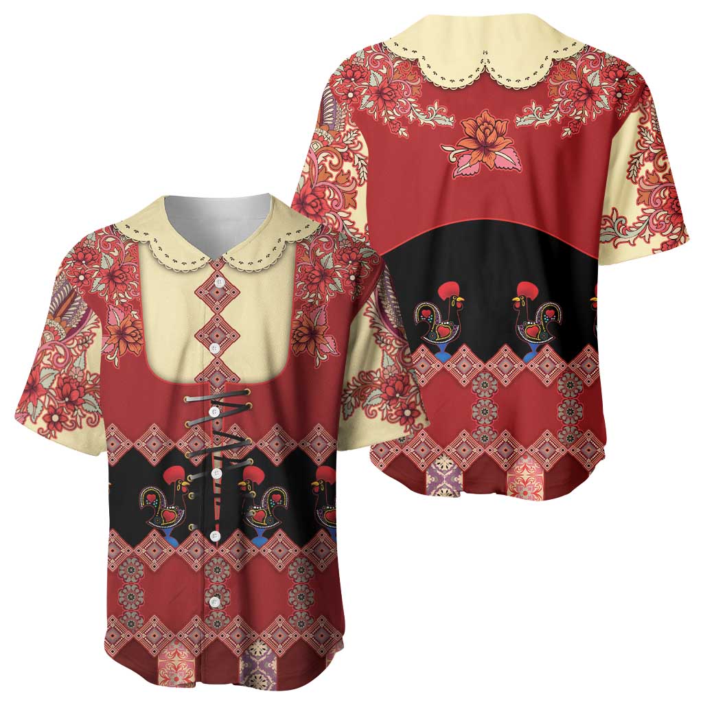 Portugal National Costume Baseball Jersey Barcelos Rooster Patterns - Wonder Print Shop