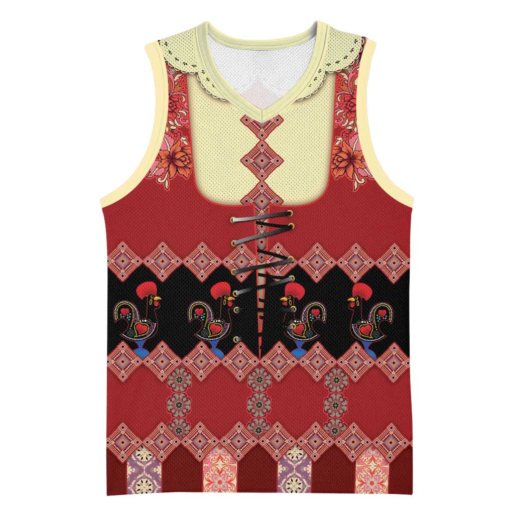 Portugal National Costume Basketball Jersey Barcelos Rooster Patterns - Wonder Print Shop