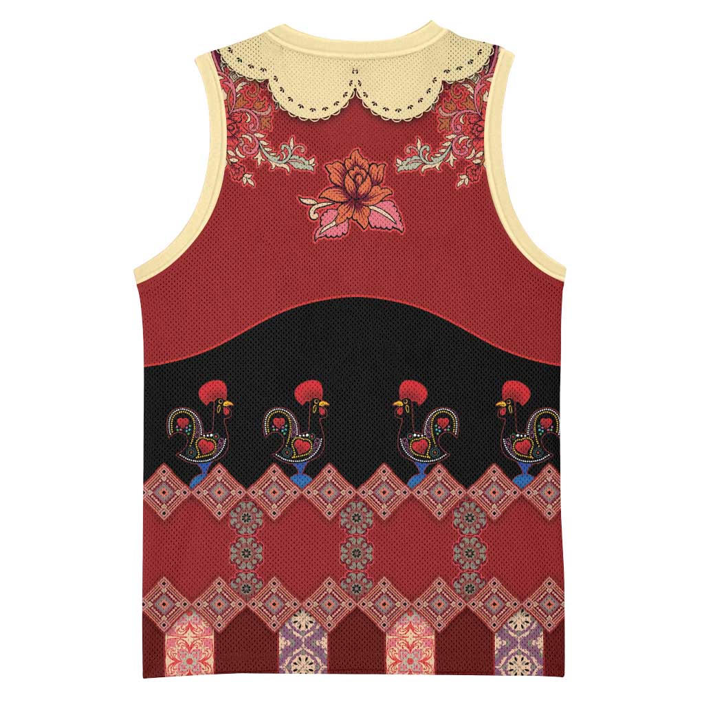 Portugal National Costume Basketball Jersey Barcelos Rooster Patterns - Wonder Print Shop