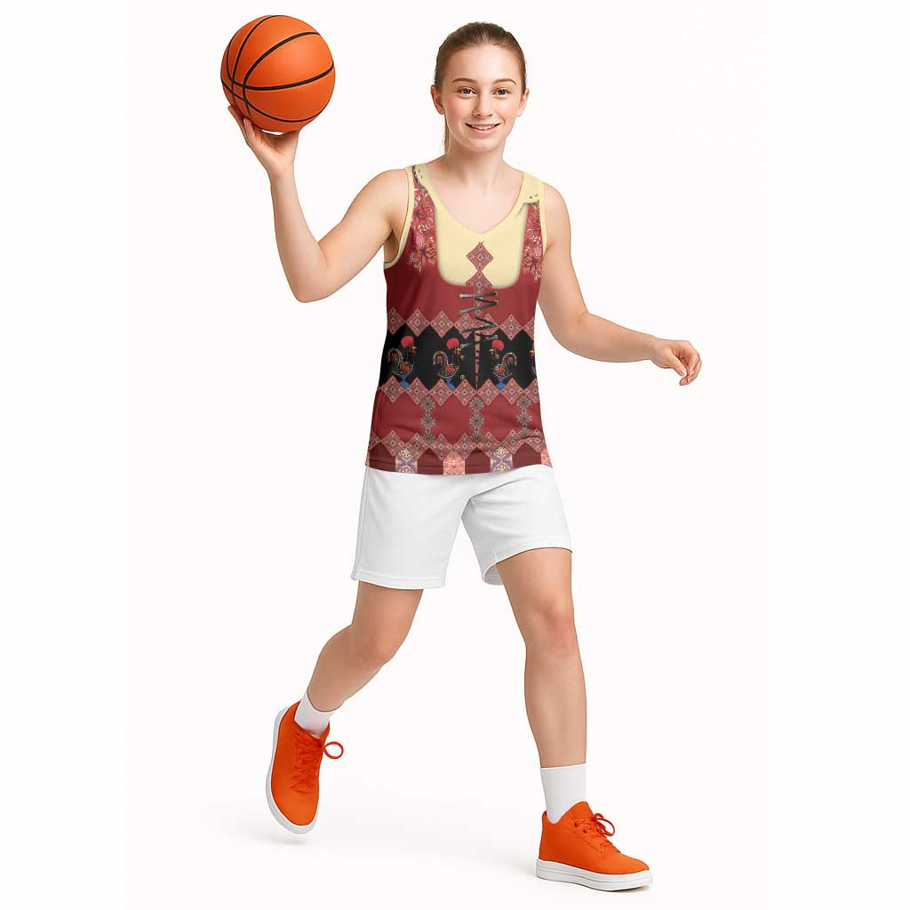 Portugal National Costume Basketball Jersey Barcelos Rooster Patterns - Wonder Print Shop