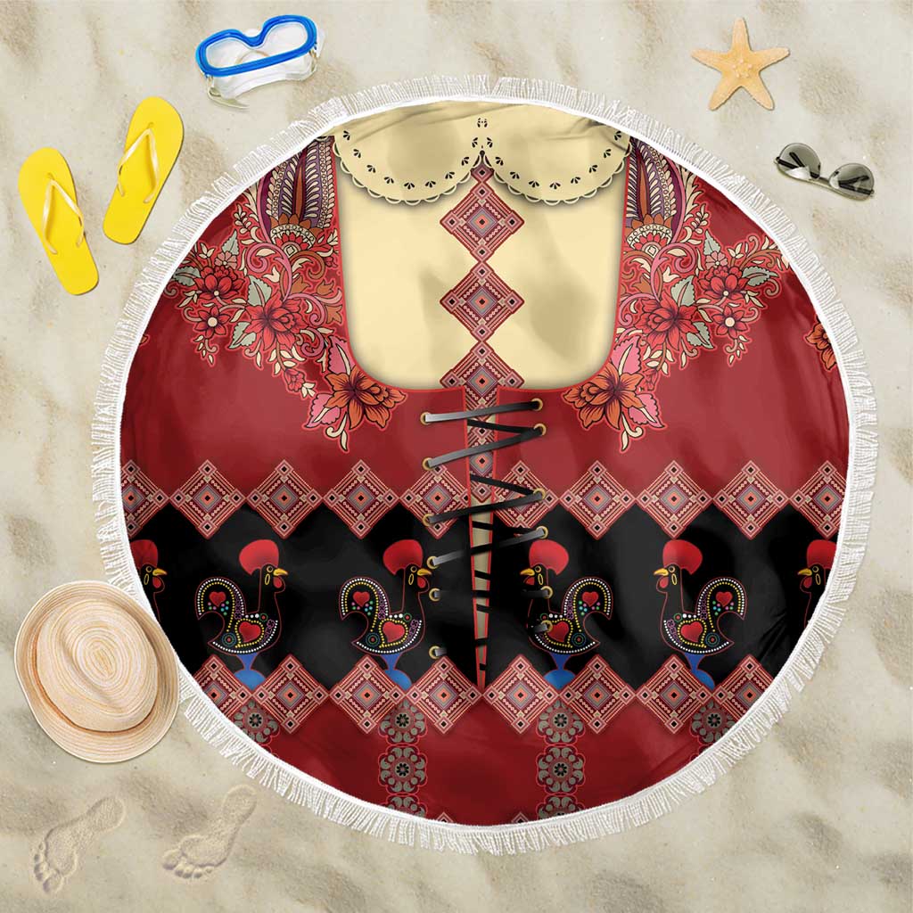 Portugal National Costume Beach Blanket Barcelos Rooster Patterns - Wonder Print Shop
