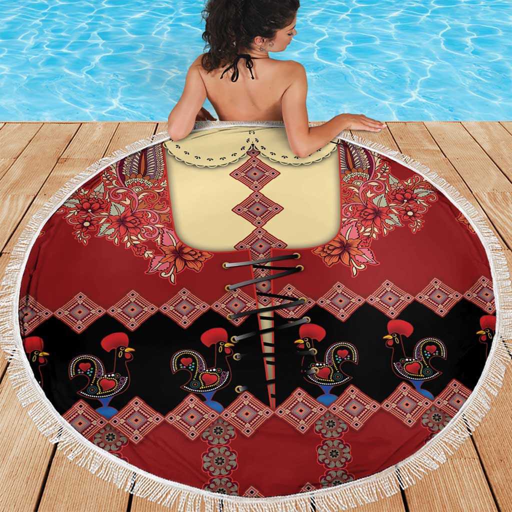 Portugal National Costume Beach Blanket Barcelos Rooster Patterns - Wonder Print Shop