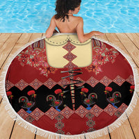 Portugal National Costume Beach Blanket Barcelos Rooster Patterns - Wonder Print Shop