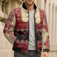 Portugal National Costume Bomber Puffer Jacket Barcelos Rooster Patterns - Wonder Print Shop