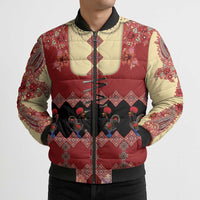 Portugal National Costume Bomber Puffer Jacket Barcelos Rooster Patterns - Wonder Print Shop