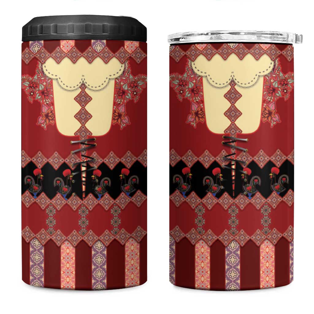 Portugal National Costume 4 in 1 Can Cooler Tumbler Barcelos Rooster Patterns - Wonder Print Shop