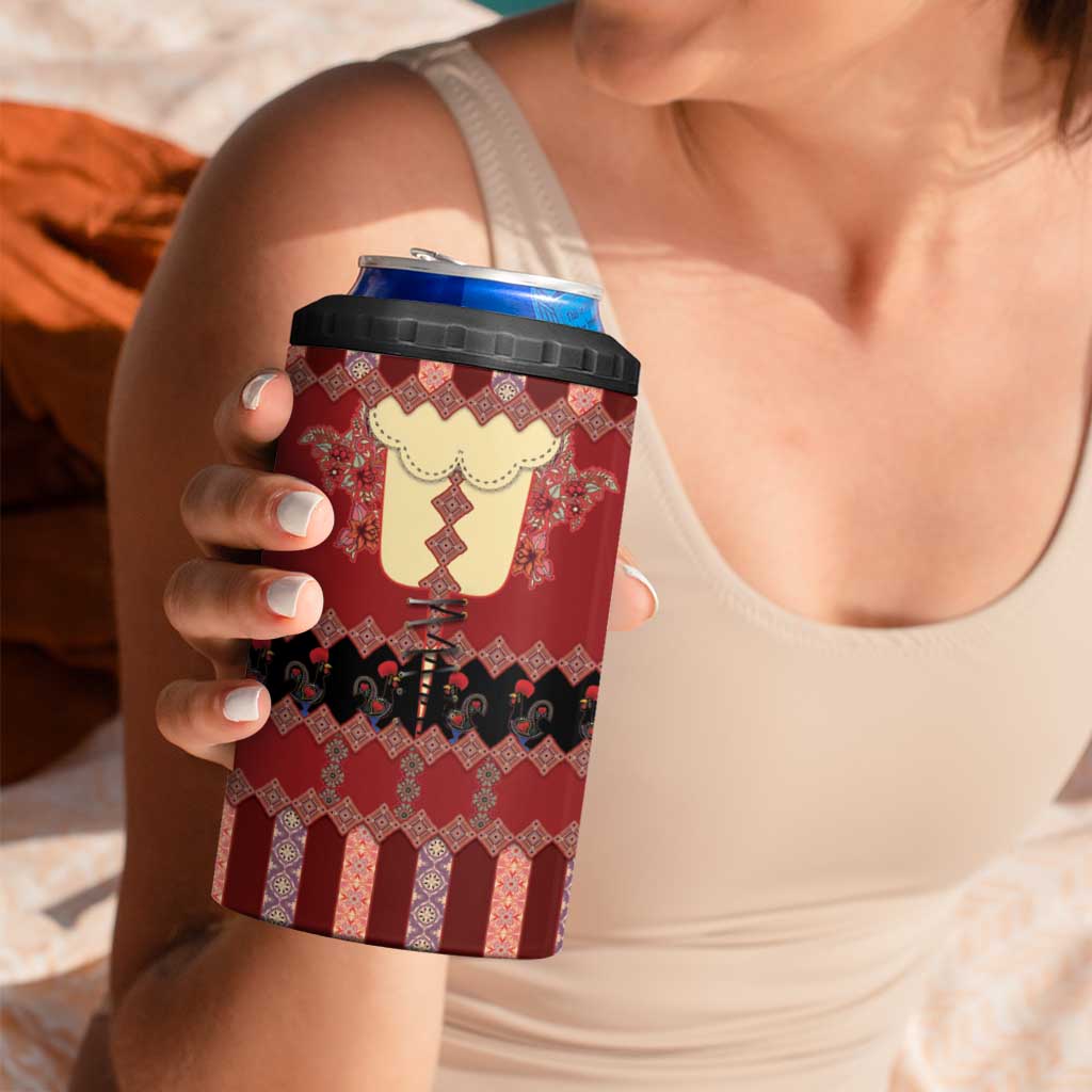 Portugal National Costume 4 in 1 Can Cooler Tumbler Barcelos Rooster Patterns - Wonder Print Shop