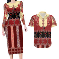 Portugal National Costume Couples Matching Long Sleeve Bodycon Dress and Hawaiian Shirt Barcelos Rooster Patterns - Wonder Print Shop