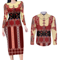 Portugal National Costume Couples Matching Long Sleeve Bodycon Dress and Long Sleeve Button Shirt Barcelos Rooster Patterns - Wonder Print Shop