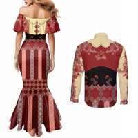 Portugal National Costume Couples Matching Mermaid Dress and Long Sleeve Button Shirt Barcelos Rooster Patterns - Wonder Print Shop