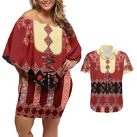 Portugal National Costume Couples Matching Off Shoulder Short Dress and Hawaiian Shirt Barcelos Rooster Patterns - Wonder Print Shop