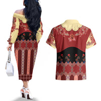Portugal National Costume Couples Matching Off The Shoulder Long Sleeve Dress and Hawaiian Shirt Barcelos Rooster Patterns - Wonder Print Shop