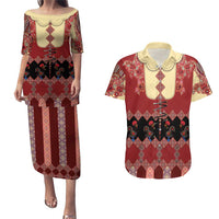 Portugal National Costume Couples Matching Puletasi and Hawaiian Shirt Barcelos Rooster Patterns - Wonder Print Shop