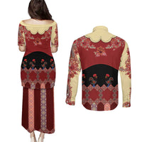 Portugal National Costume Couples Matching Puletasi and Long Sleeve Button Shirt Barcelos Rooster Patterns - Wonder Print Shop