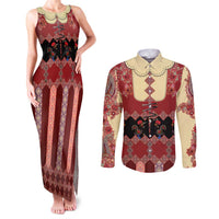 Portugal National Costume Couples Matching Tank Maxi Dress and Long Sleeve Button Shirt Barcelos Rooster Patterns - Wonder Print Shop