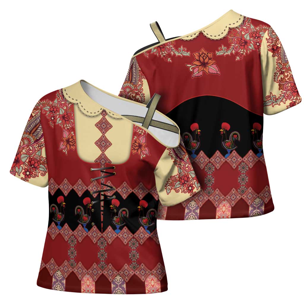 Portugal National Costume Cross Shoulder Shirt Barcelos Rooster Patterns - Wonder Print Shop
