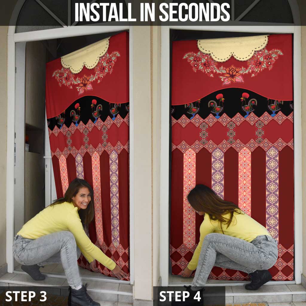 Portugal National Costume Door Cover Barcelos Rooster Patterns - Wonder Print Shop